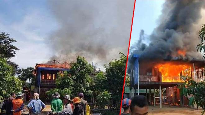 ផ្ទះពលរដ្ឋចំនួន ៣ ខ្នង នៅស្រុកប្រាសាទបល្ល័ង្គ ត្រូវអគ្គីភ័យឆាបឆេះយ៉ាងសន្ធោសន្ធៅ