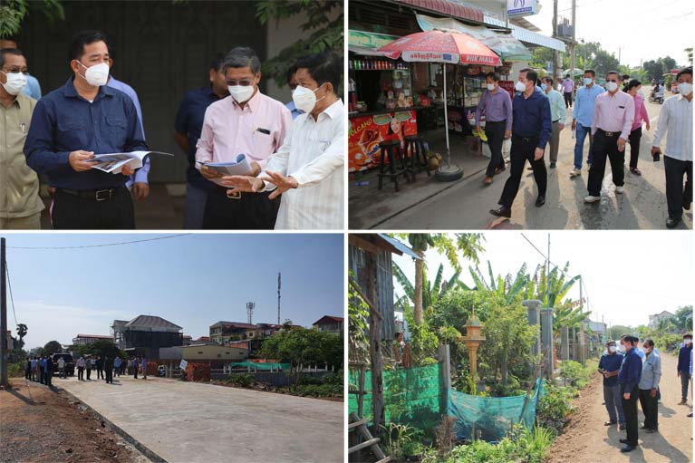 អភិបាលខេត្តកំពង់ចាម ចុះពិនិត្យគម្រោងស្ថាបនាផ្លូវ និងប្រព័ន្ធលូរំដោះទឹកភ្លៀងក្នុងសង្កាត់សំបួរមាស និងសង្កាត់បឹងកុក ក្រុងកំពង់ចាម