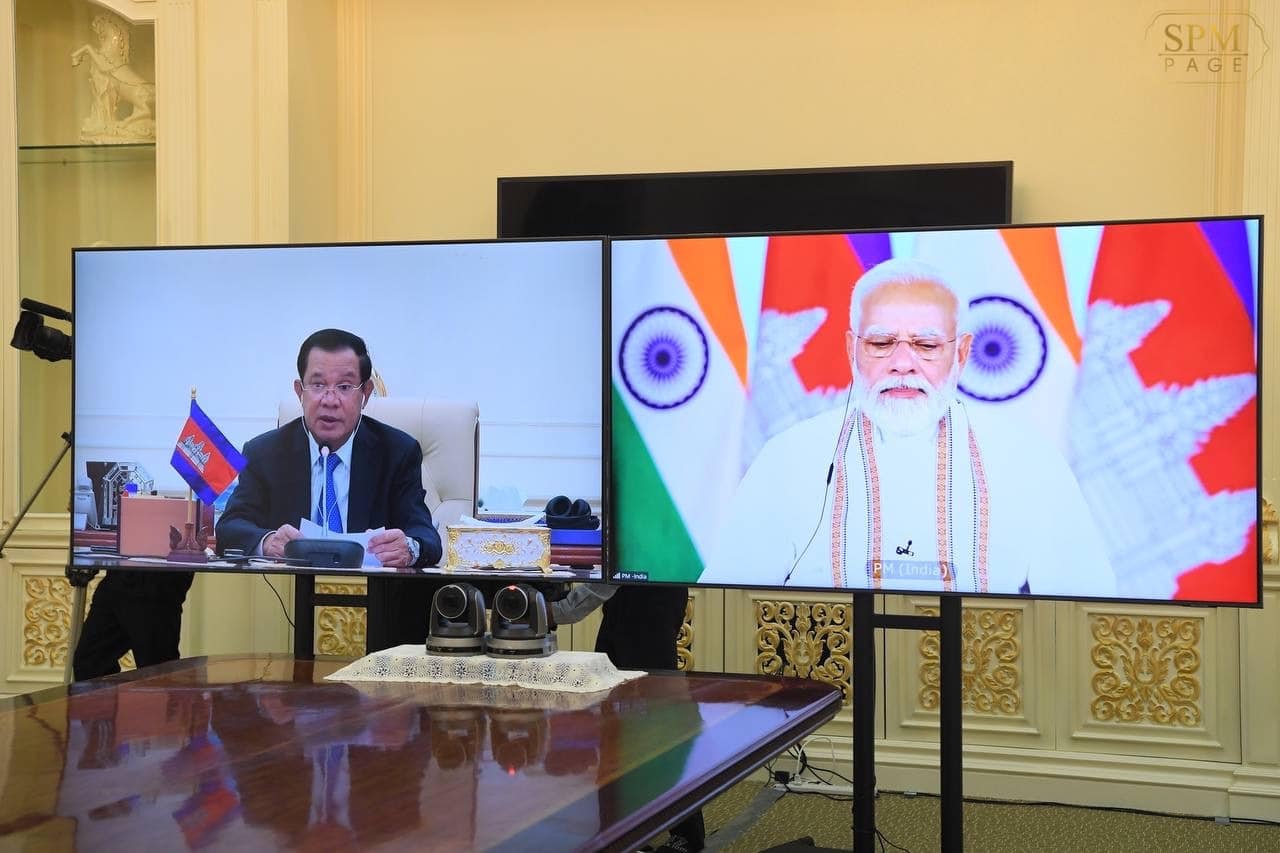 សម្ដេចតេជោ ហ៊ុន សែន ទទួលជួបពិភាក្សាការងារជាមួយនាយករដ្ឋមន្ត្រីឥណ្ឌាតាមប្រព័ន្ធវីដេអូ