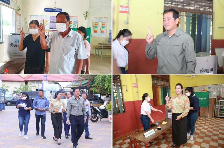 ឯកឧត្តម ខ្លូតផន ប្រធានក្រុមប្រឹក្សាខេត្តកំពង់ចាម ឯកឧត្តម អ៊ុន ចាន់ដា អភិបាលនៃគណៈអភិបាលខេត្តកំពង់ចាម បានអញ្ជើញទៅបោះឆ្នោតជ្រើសរើសក្រុមប្រឹក្សាឃុំ សង្កាត់ អាណត្តិទី៥ ឆ្នាំ២០២២