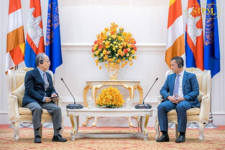 សម្តេចមហាបវរធិបតី ហ៊ុន ម៉ាណែត អញ្ជើញទទួលជួបសម្ដែងការគួរសម និងពិភាក្សាការងារជាមួយឯកឧត្តម តាកាហាស៊ី ហ្វូមីអាគី ប្រធានសមាគមជប៉ុន-កម្ពុជា