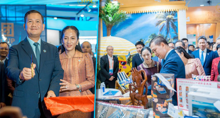 សម្ដេចមហាបវរធិបតី ហ៊ុន ម៉ាណែត និងលោកជំទាវ អញ្ជើញចូលរួមពិធីកាត់ខ្សែបូ សម្ពោធស្តង់ពិព័រណ៍កម្ពុជា និងសម្ពោធពន្លាជាតិកម្ពុជា ព្រមទាំងចូលរួមទស្សនាផលិតផលជាច្រើនរបស់កម្ពុជា ដែលកំពុងដាក់តាំងបង្ហាញនៅក្នុងកម្មវិធី “ពិព័រណ៍អាស៊ាន-ចិនលើកទី២០”