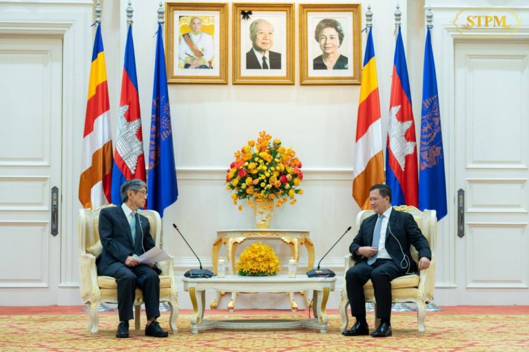 សម្តេចធិបតី ហ៊ុន ម៉ាណែត អញ្ជើញជួបពិភាក្សាការងារជាមួយ ឯកឧត្ដម KOMURA Masahiko អតីតរដ្ឋមន្ត្រីការបរទេសជប៉ុន