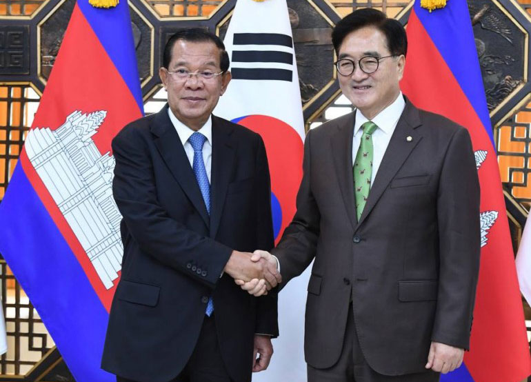 សម្ដេចតេជោ ហ៊ុន សែន ជួបពិភាក្សាការងារជាមួយ ឯកឧត្តម Woo Won-Shik ប្រធានរដ្ឋសភាកូរ៉េខាងត្បូង