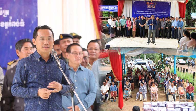 អភិបាលខេត្តកំពង់ធំ សំណេះសំណាស និងពិនិត្យការដ្ឋានសាងសង់ផ្លូវកៅស៊ូ DBST ប្រវែង ១១,៧ គីឡូម៉ែត្រ ស្ថិតនៅឃុំបាក់ស្នា ស្រុកបារាយណ៍